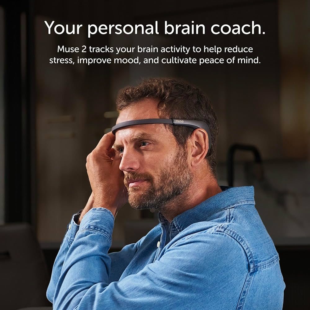 User wearing Muse 2 during a meditation session